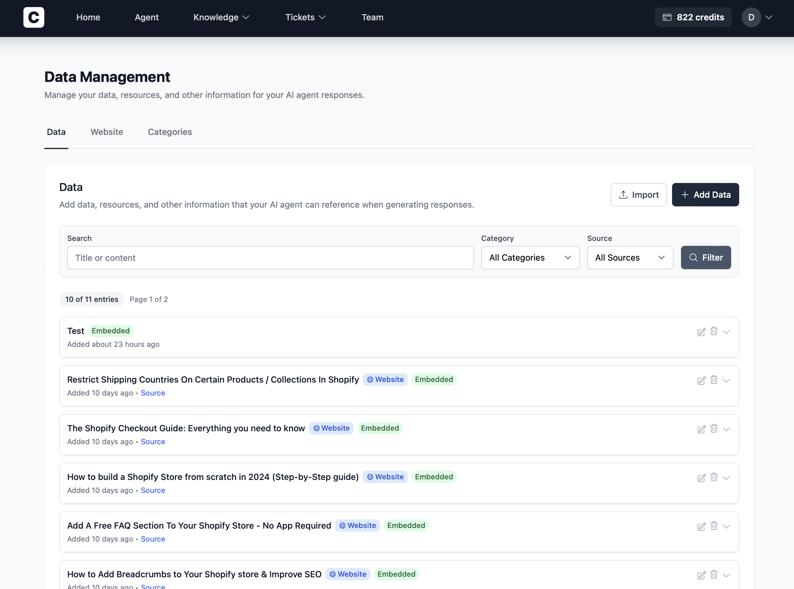 Chatbeam Knowledge Management