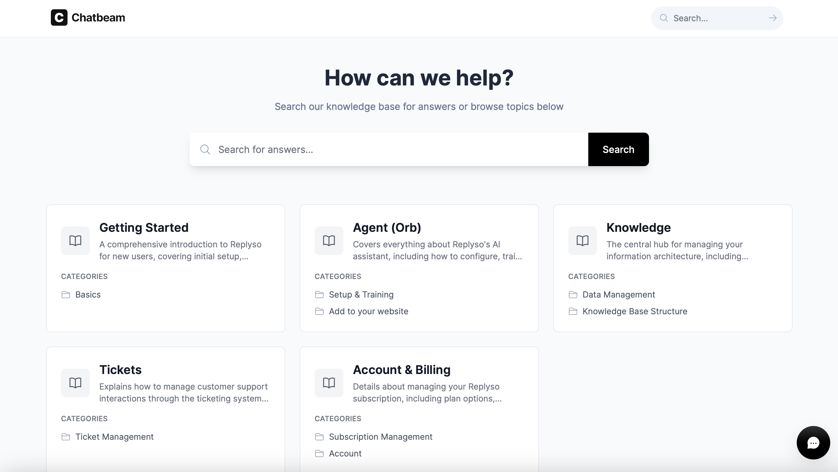 Chatbeam Knowledge Base